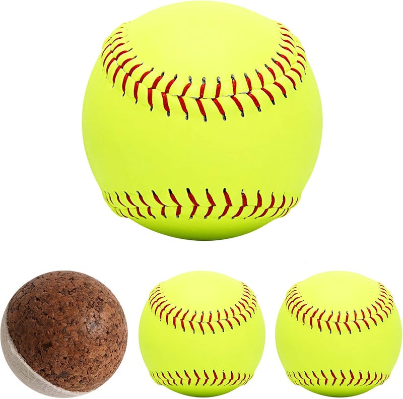 Forcebucket 4Pack Softball 12 Inch Slow Pitch Official Size and Weight Autograph Softball Training Ball for Games, Soft Toss, Batting, Fielding, Hitting, Pitching - Image 5